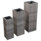 vidaXL Conjunto de arriates 3 piezas ratán sintético gris