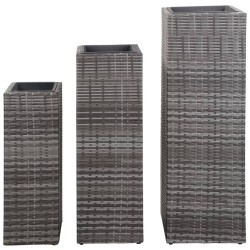 vidaXL Conjunto de arriates 3 piezas ratán sintético gris