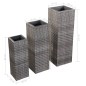 vidaXL Conjunto de arriates 3 piezas ratán sintético gris