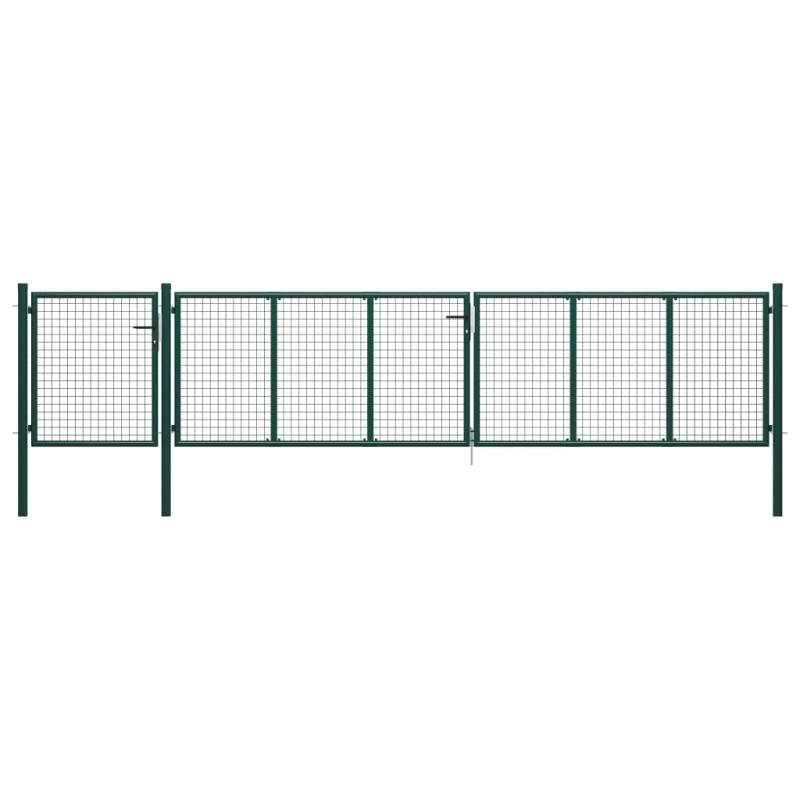vidaXL Puerta de jardín de acero verde 500x75 cm