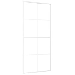 vidaXL Puerta corredera ESG vidrio y aluminio blanca 90x205 cm