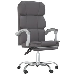 vidaXL Silla de oficina reclinable cuero sintético gris