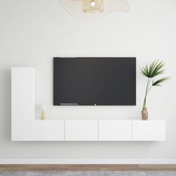 vidaXL Set de muebles de salón TV 3 piezas madera de ingeniería blanco