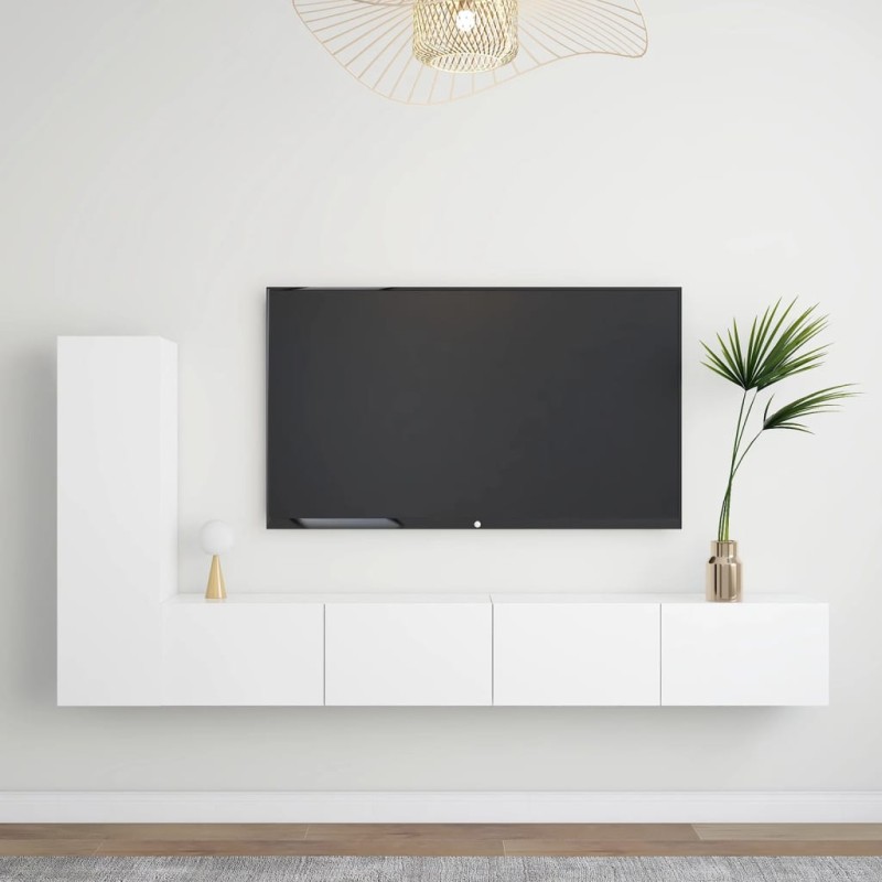 vidaXL Set de muebles de salón TV 3 piezas madera de ingeniería blanco vidaXL Set de muebles de salón TV 3 piezas madera de ingeniería blanco