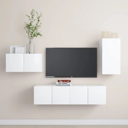 vidaXL Set de muebles de salón TV 4 piezas madera de ingeniería blanco
