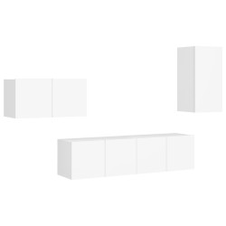 vidaXL Set de muebles de salón TV 4 piezas madera de ingeniería blanco