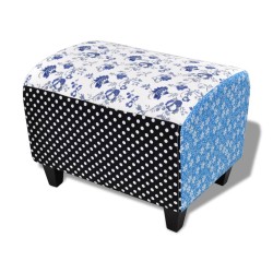 vidaXL Reposapiés patchwork azul y blanco