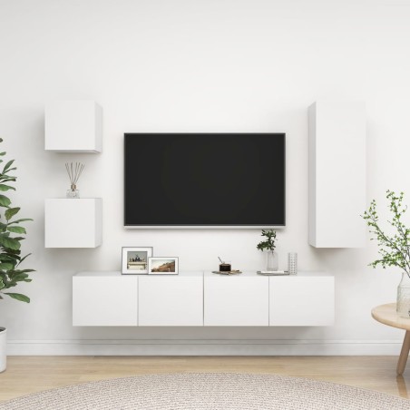 vidaXL Set de muebles de salón TV 5 piezas madera de ingeniería blanco