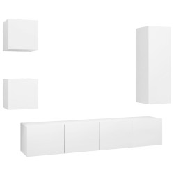 vidaXL Set de muebles de salón TV 5 piezas madera de ingeniería blanco