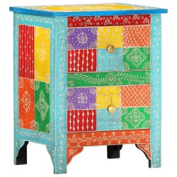 vidaXL Mesita de noche pintada a mano madera maciza mango 40x30x50 cm 