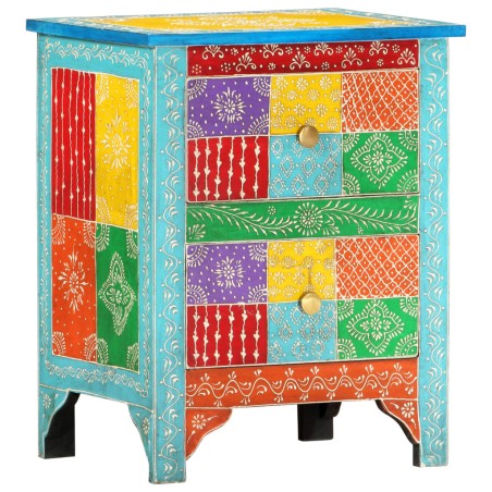 vidaXL Mesita de noche pintada a mano madera maciza mango 40x30x50 cm 