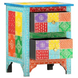 vidaXL Mesita de noche pintada a mano madera maciza mango 40x30x50 cm 