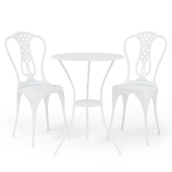 vidaXL Mesa y sillas de bistró 3 piezas aluminio fundido blanco