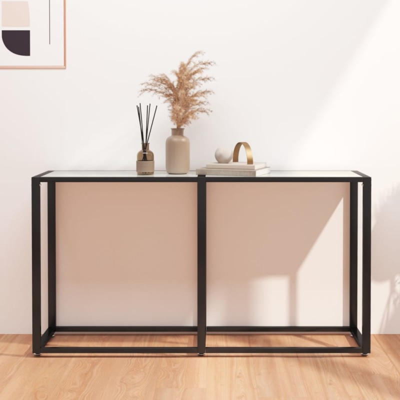 vidaXL Mesa consola vidrio templado blanco mármol 140x35x75,5cm vidaXL Mesa consola vidrio templado blanco mármol 140x35x75,5cm