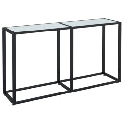 vidaXL Mesa consola vidrio templado blanco mármol 140x35x75,5cm