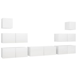 vidaXL Set de muebles de salón TV 7 piezas madera de ingeniería blanco