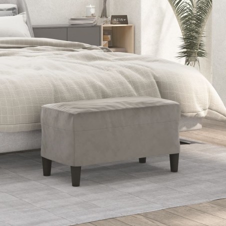 vidaXL Banco de terciopelo gris claro 70x35x41 cm
