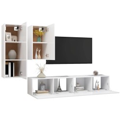 vidaXL Set de muebles de salón TV 4 piezas madera de ingeniería blanco