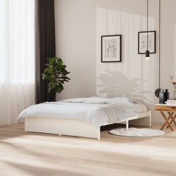vidaXL Estructura de cama madera maciza blanco tamaño king 150x200 cm