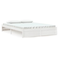 vidaXL Estructura de cama madera maciza blanco tamaño king 150x200 cm