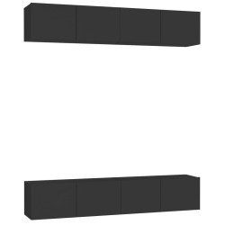vidaXL Muebles de salón 4 uds madera ingeniería negro 80x30x30 cm