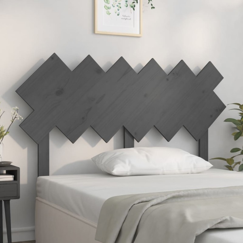 vidaXL Cabecero de cama madera maciza de pino gris 132x3x81 cm vidaXL Cabecero de cama madera maciza de pino gris 132x3x81 cm