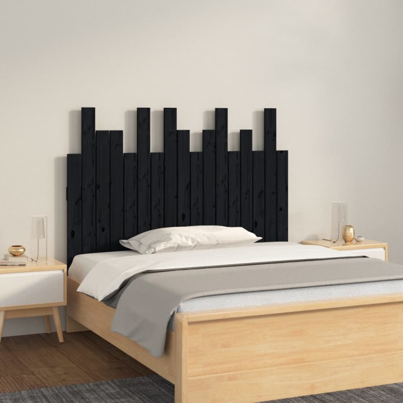 vidaXL Cabecero de cama de pared madera maciza pino negro 108x3x80 cm vidaXL Cabecero de cama de pared madera maciza pino negro 108x3x80 cm