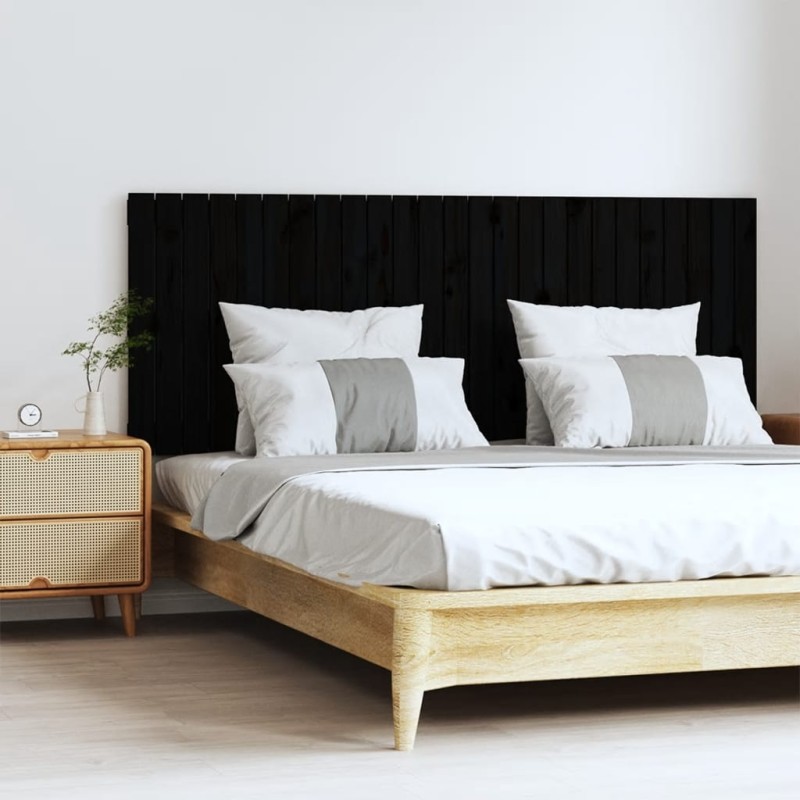 vidaXL Cabecero de cama de pared madera maciza pino negro 159,5x3x60cm vidaXL Cabecero de cama de pared madera maciza pino negro 159,5x3x60cm