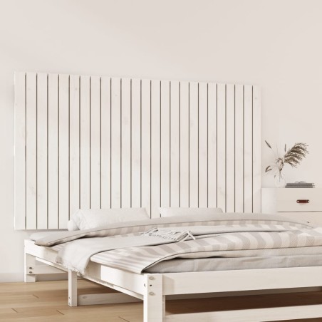 vidaXL Cabecero de cama pared madera maciza pino blanco 159,5x3x90 cm