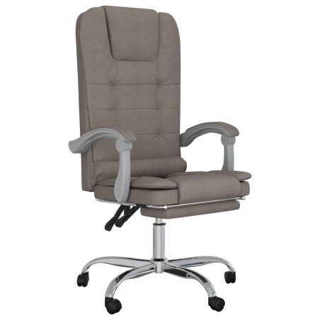 vidaXL Silla de oficina reclinable con masaje tela gris taupé