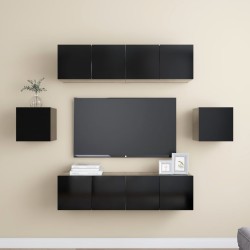 vidaXL Set de muebles de salón TV 6 piezas madera ingeniería negro