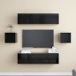 vidaXL Set de muebles de salón TV 6 piezas madera ingeniería negro