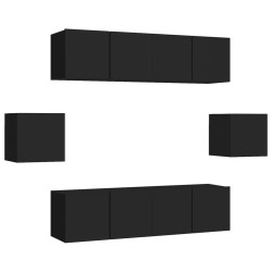 vidaXL Set de muebles de salón TV 6 piezas madera ingeniería negro