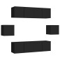 vidaXL Set de muebles de salón TV 6 piezas madera ingeniería negro