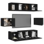 vidaXL Set de muebles de salón TV 6 piezas madera ingeniería negro