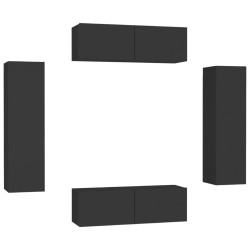 vidaXL Set de muebles de salón TV 4 pzas madera de ingeniería negro