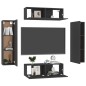 vidaXL Set de muebles de salón TV 4 pzas madera de ingeniería negro