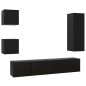 vidaXL Set de muebles de TV 5 piezas madera contrachapada negro