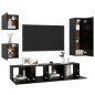 vidaXL Set de muebles de TV 5 piezas madera contrachapada negro