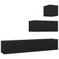 vidaXL Set de muebles de salón TV 4 piezas madera contrachapada negro