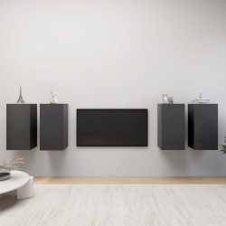 vidaXL Muebles de salón 4 pzas madera ingeniería gris 30,5x30x60 cm