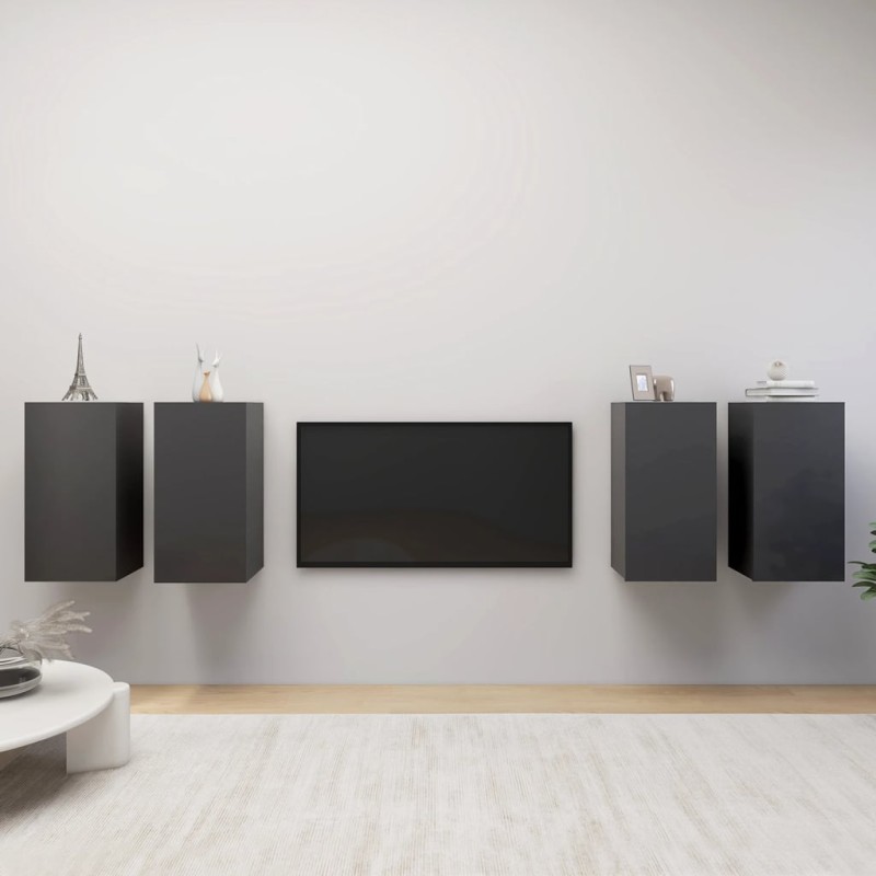 vidaXL Muebles de salón 4 pzas madera ingeniería gris 30,5x30x60 cm vidaXL Muebles de salón 4 pzas madera ingeniería gris 30,5x30x60 cm