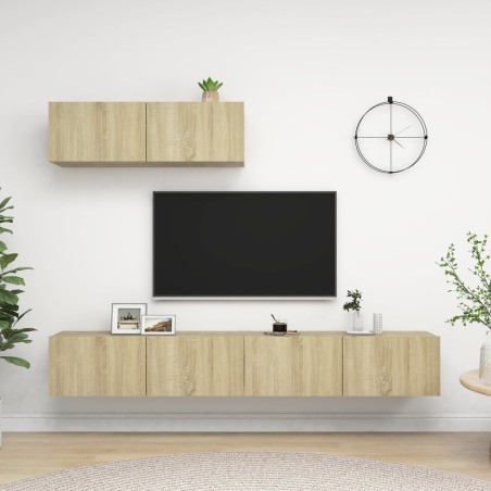 vidaXL Juego de muebles de salón 3 piezas roble Sonoma