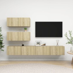 vidaXL Juego de muebles de salón 4 piezas roble Sonoma