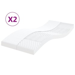vidaXL Colchones de espuma 2 uds 7 zonas dureza 20ILD blanco 90x200 cm