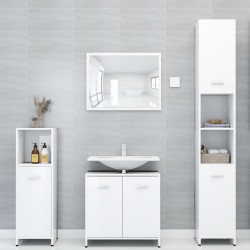 vidaXL Juego muebles de baño 4 piezas madera ingeniería blanco brillo