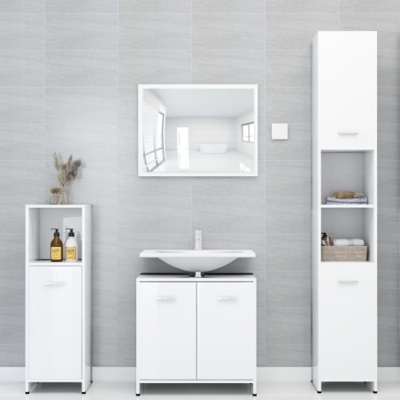vidaXL Juego muebles de baño 4 piezas madera ingeniería blanco brillo