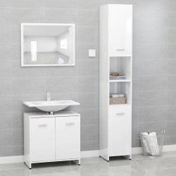 vidaXL Juego muebles de baño 3 piezas madera ingeniería blanco brillo