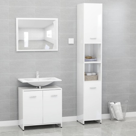 vidaXL Juego muebles de baño 3 piezas madera ingeniería blanco brillo
