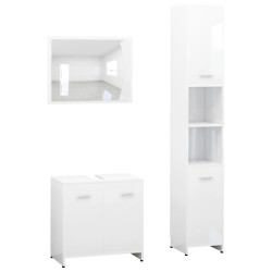vidaXL Juego muebles de baño 3 piezas madera ingeniería blanco brillo